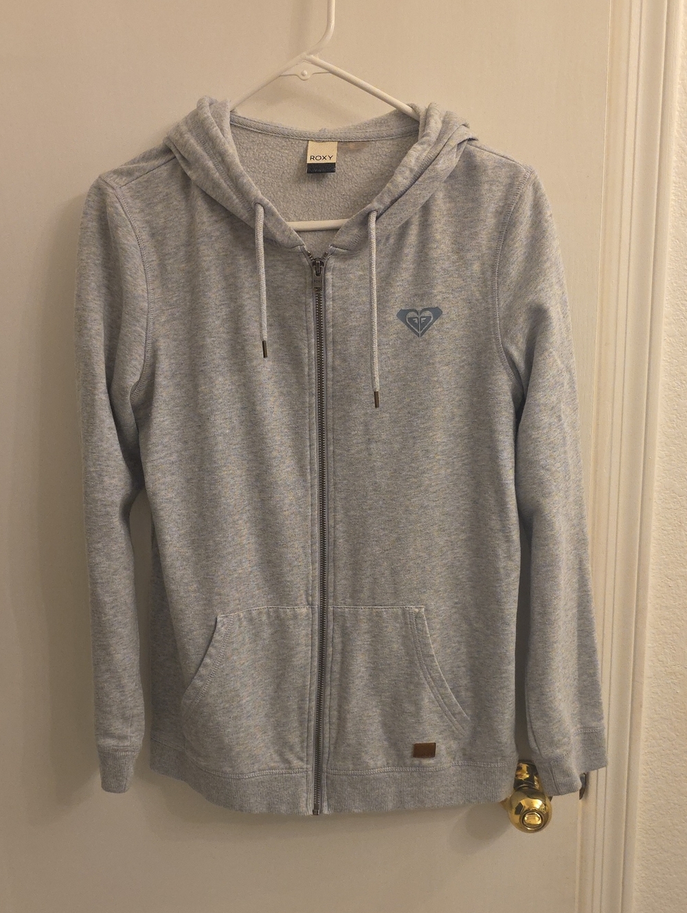 Roxy L Light Heather Gray Zip Hoodie Jacket